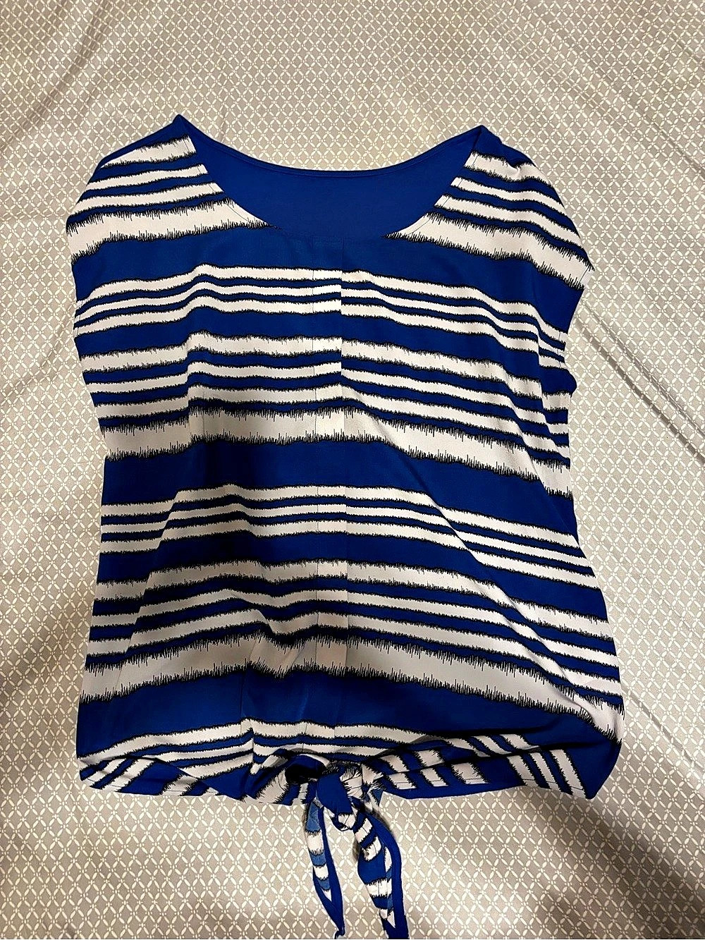 Dana Buchman Striped Tie-Hem Blouse in Blue & White
